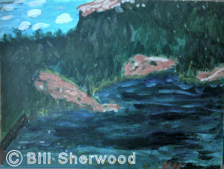 Killarney Park - Bill's painting of George Lake with Turtle Rock