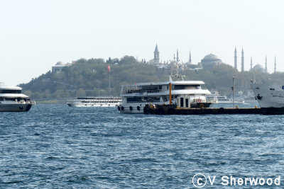 Istanbul ferries in front of Topkapi Palace