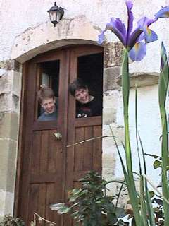 Rory and Jens looking out door