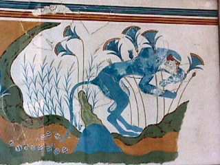 Knossos - blue monkey with lillies