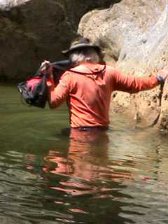 Diktanos Gorge - Bill wading through pool