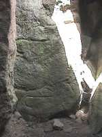 Engraved stones in Grah Niaul covered alley